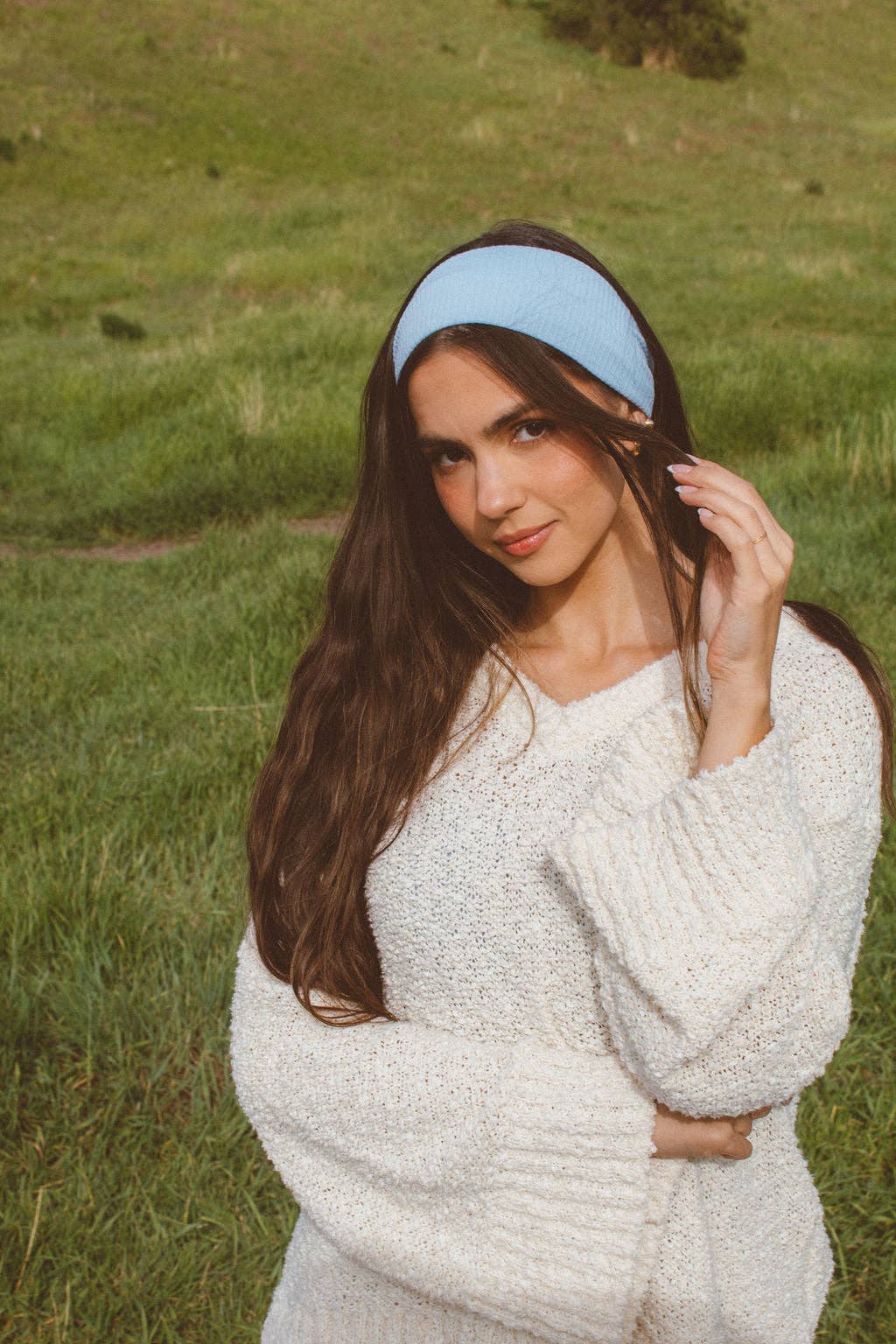 Ribbed Stretchy Headband: Light blue