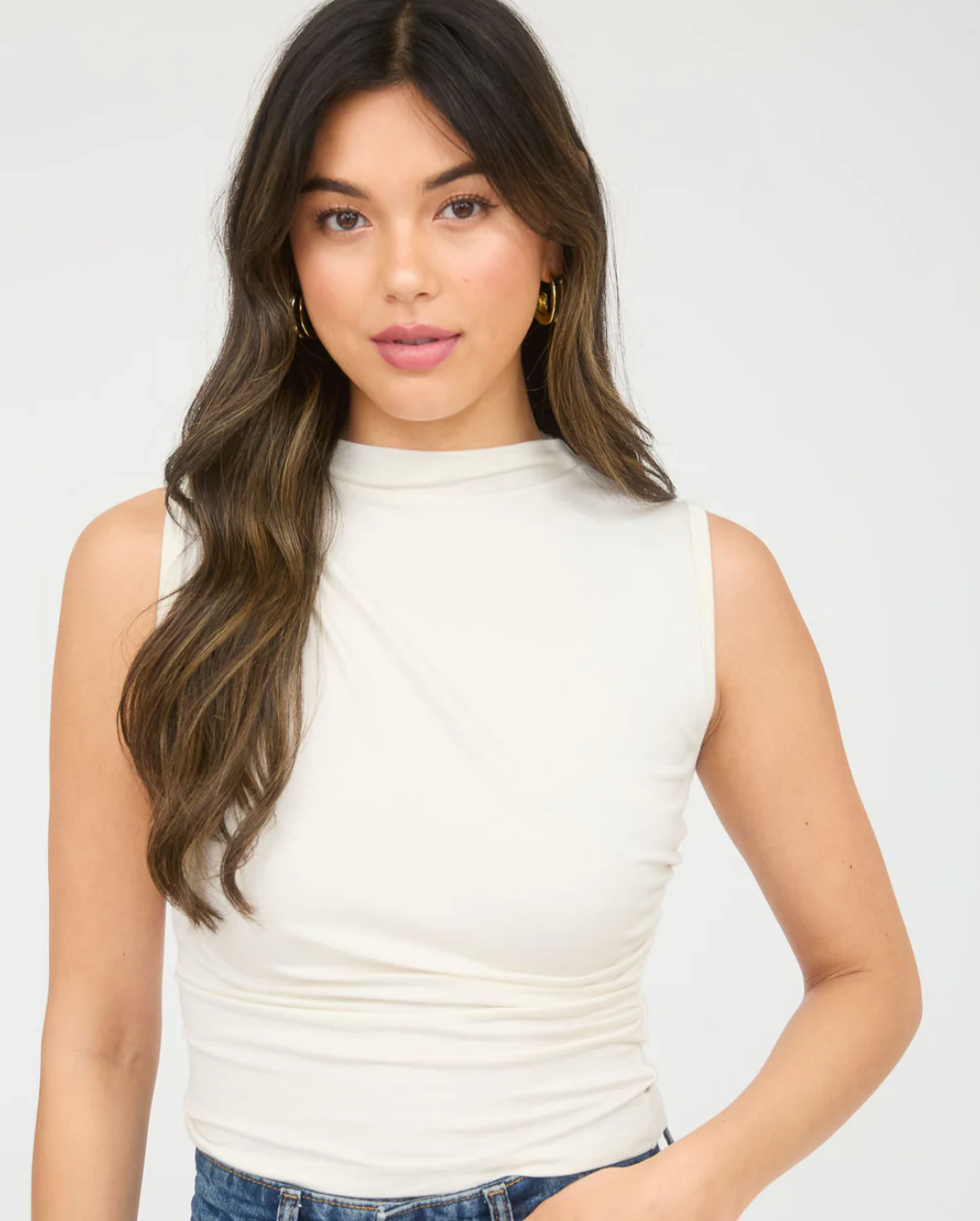Mock Neck Sleeveless Top