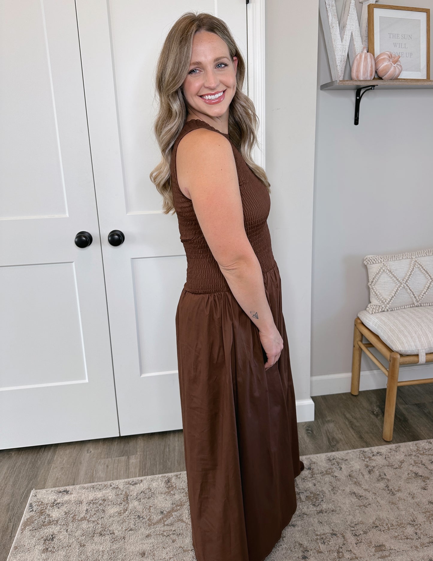Mocked Poplin Maxi Dress