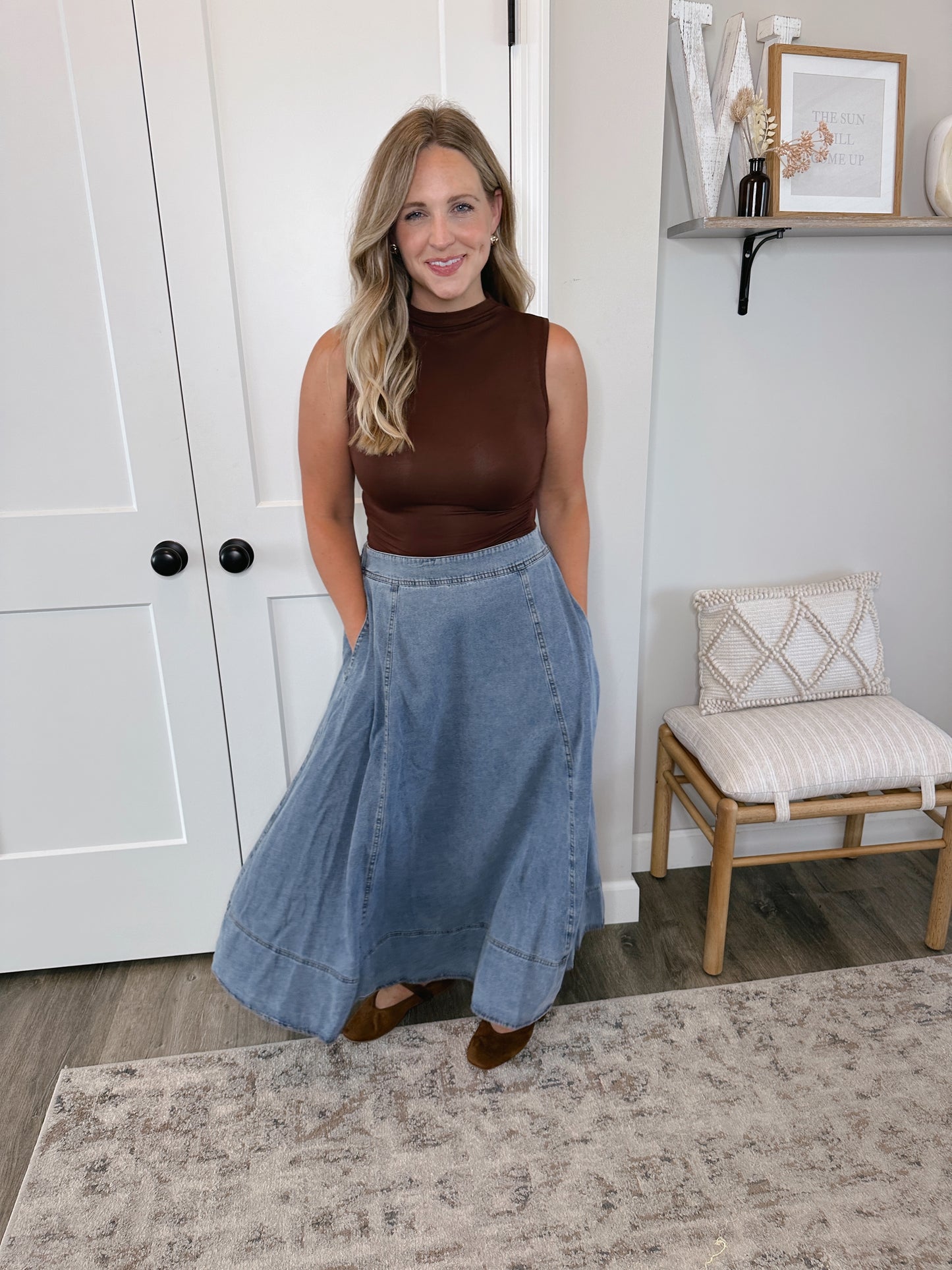 Denim Midi Skirt