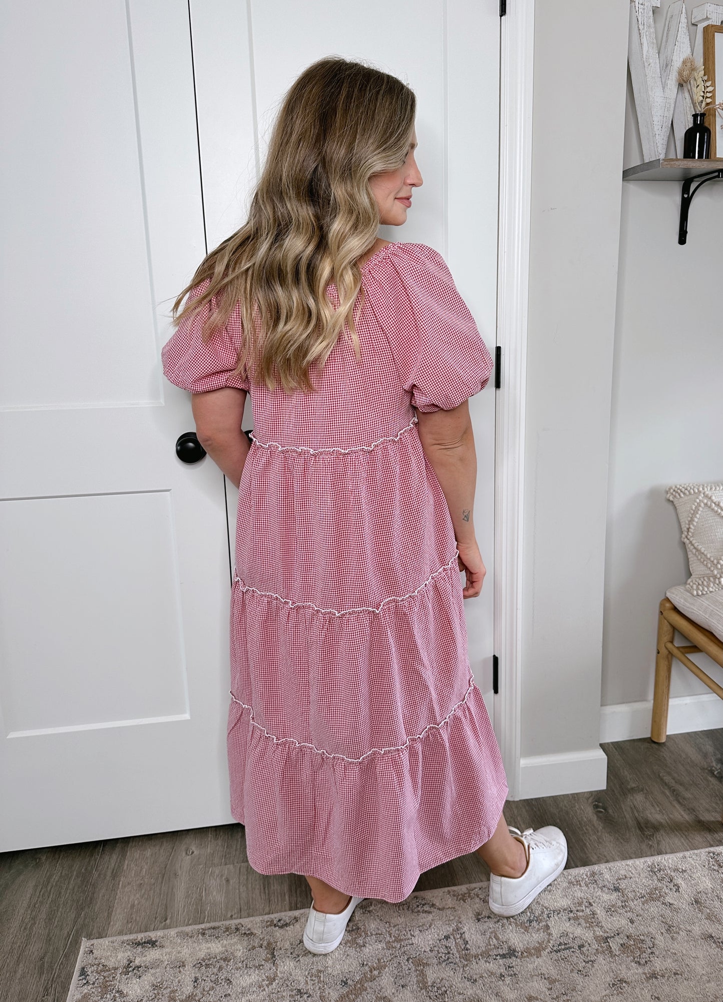 Gingham Tiered Midi Dress