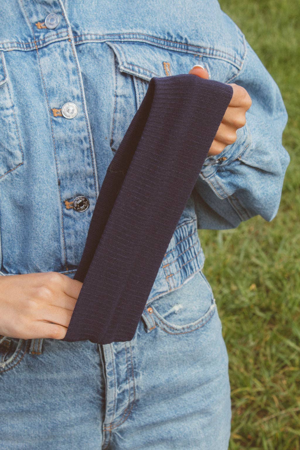 Ribbed Stretchy Headband: Navy