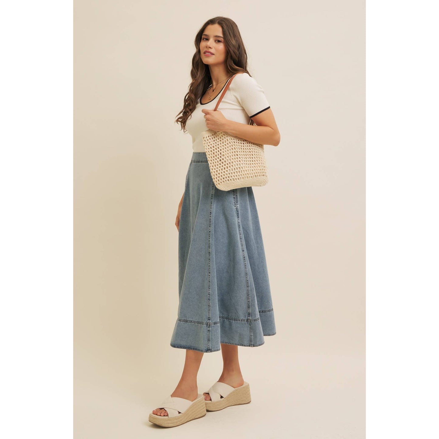 Denim Midi Skirt