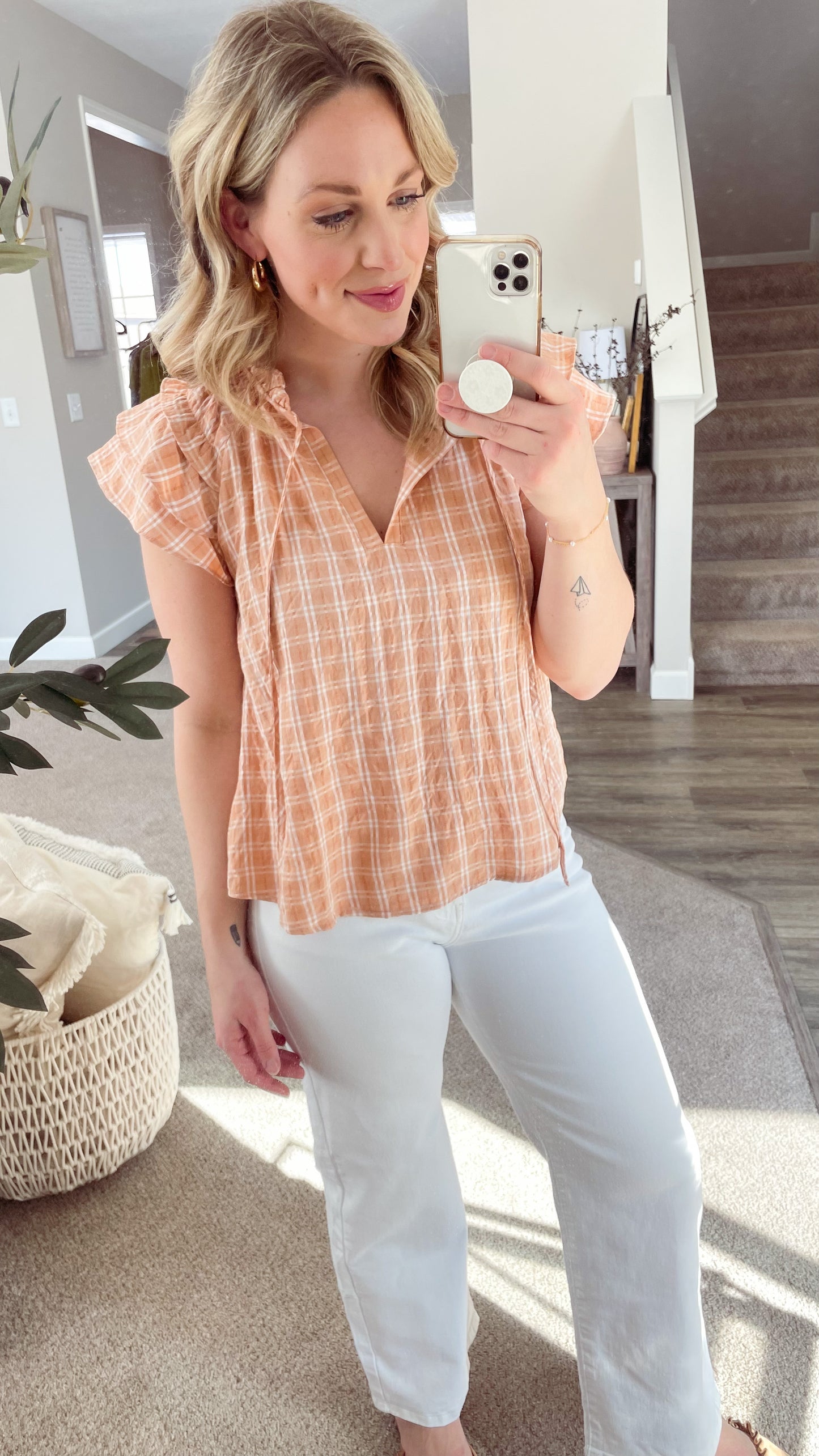Striped Puff Sleeve Top