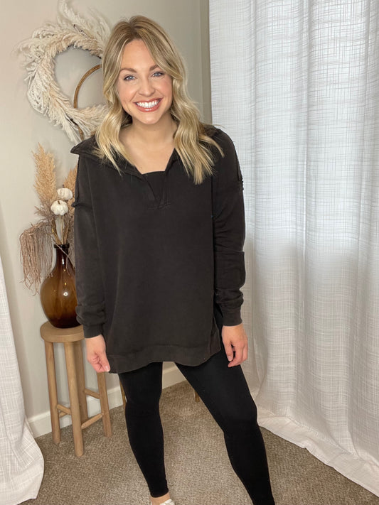 Collared Waffle Knit Tunic +