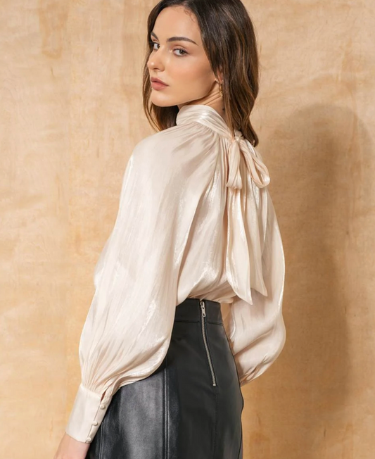 Satin Mock Neck Top