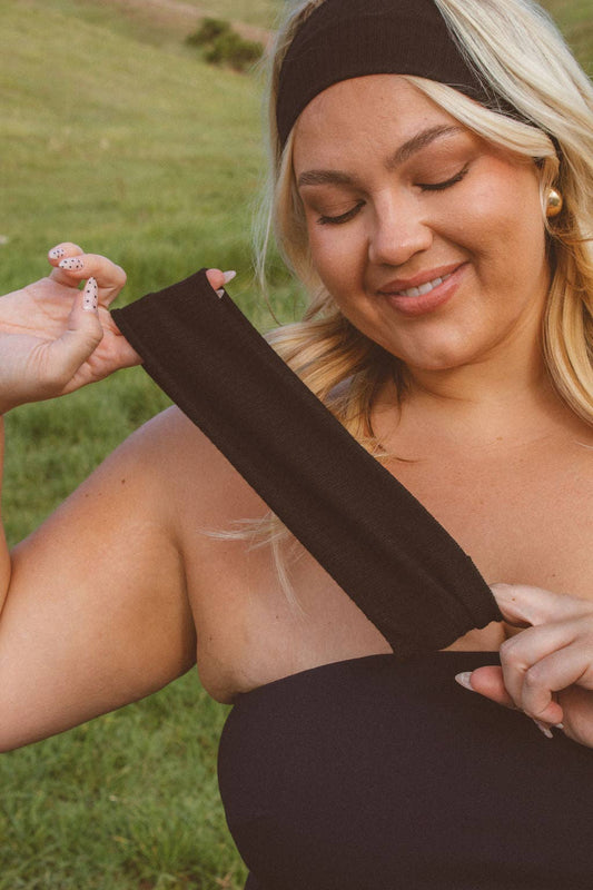 Ribbed Stretchy Headband: Black