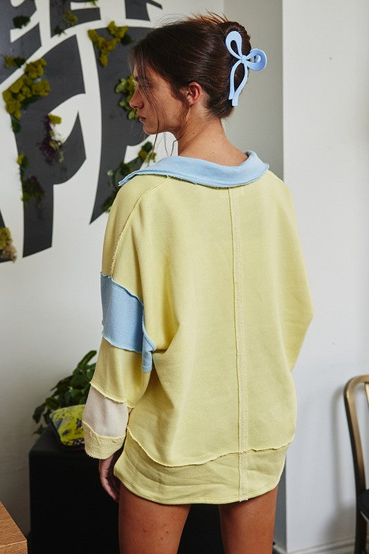 Butter Yellow Collared Sweatshirt