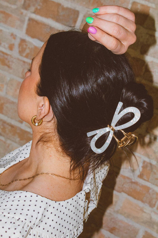 Adrienne Bow Claw Clip: White