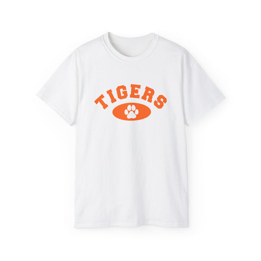 Tigers Paw Graphic Tee — Retro Orange School Spirit T-Shirt