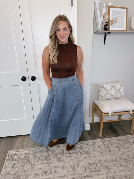 Denim Midi Skirt