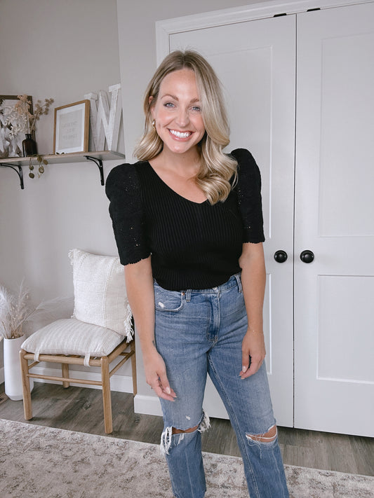 Ribbed Crochet Knit Sweater