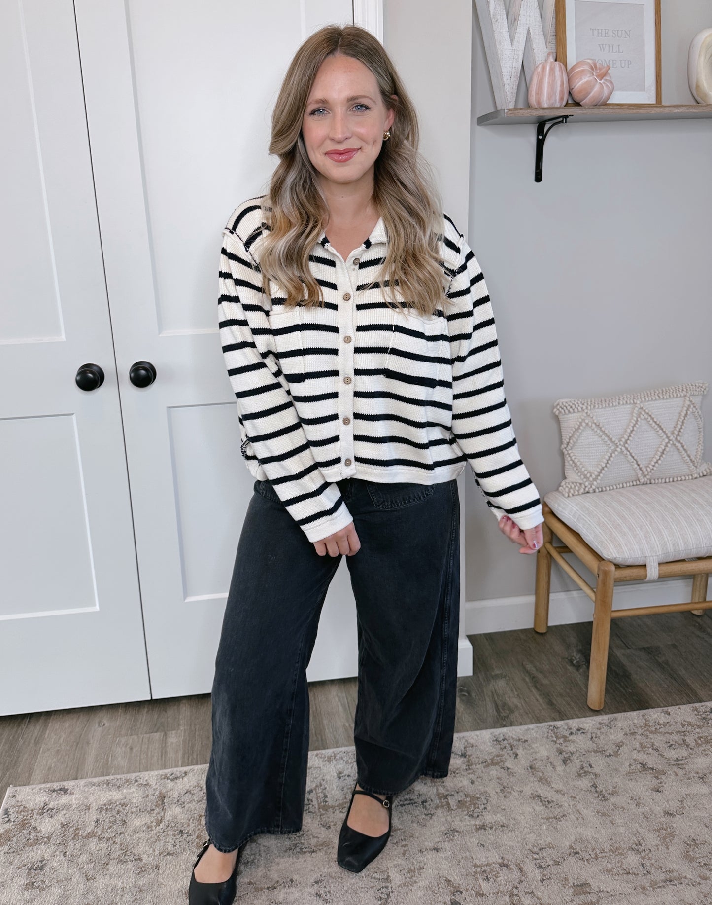 Striped Button Down Cardigan