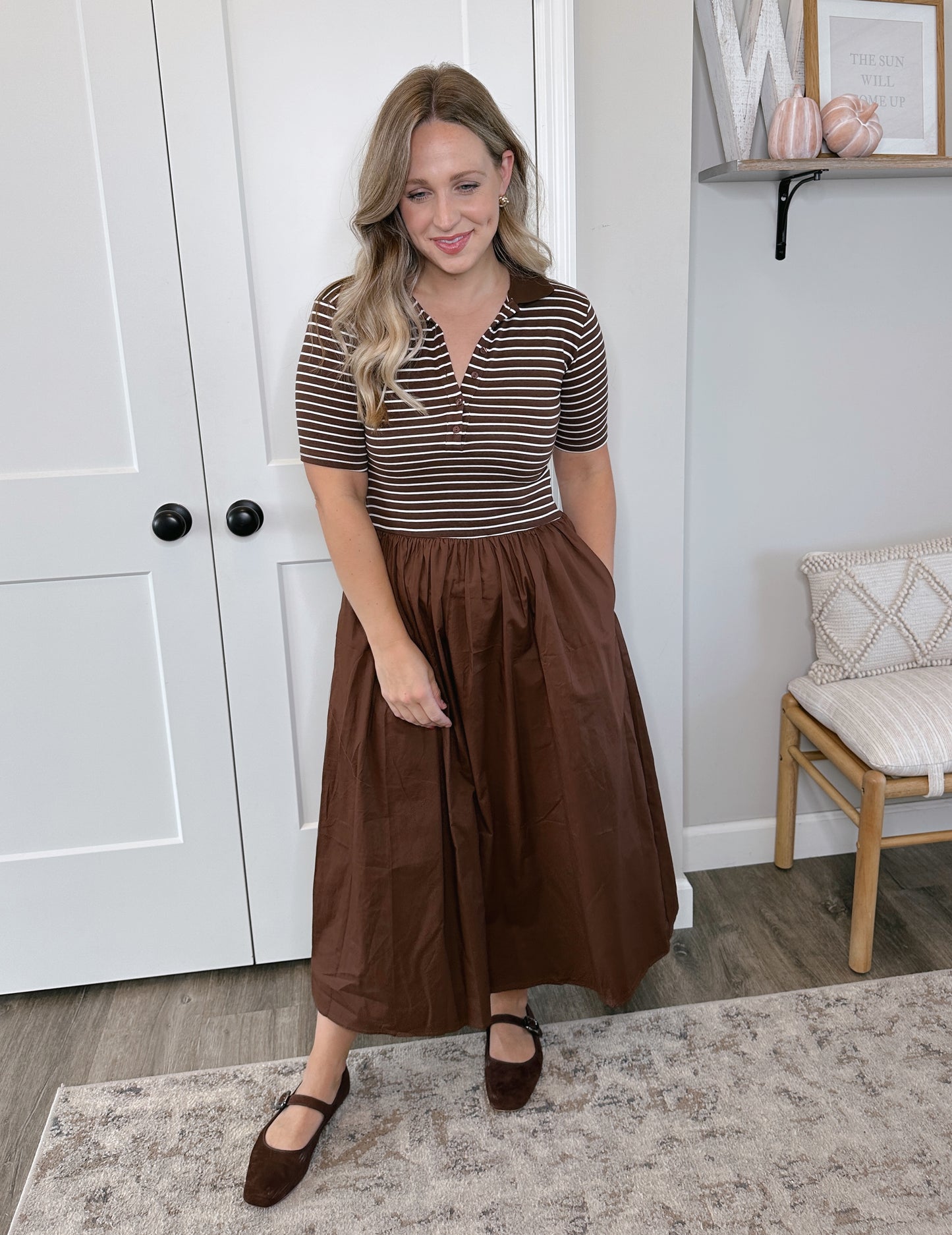 Striped Polo Midi Dress