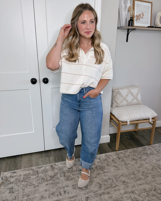 Striped Knit Collar Top