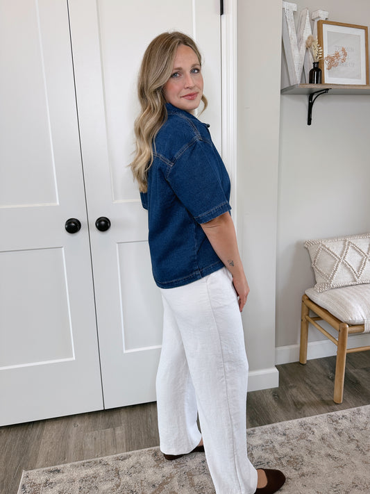 Dark Denim Button Up Shirt