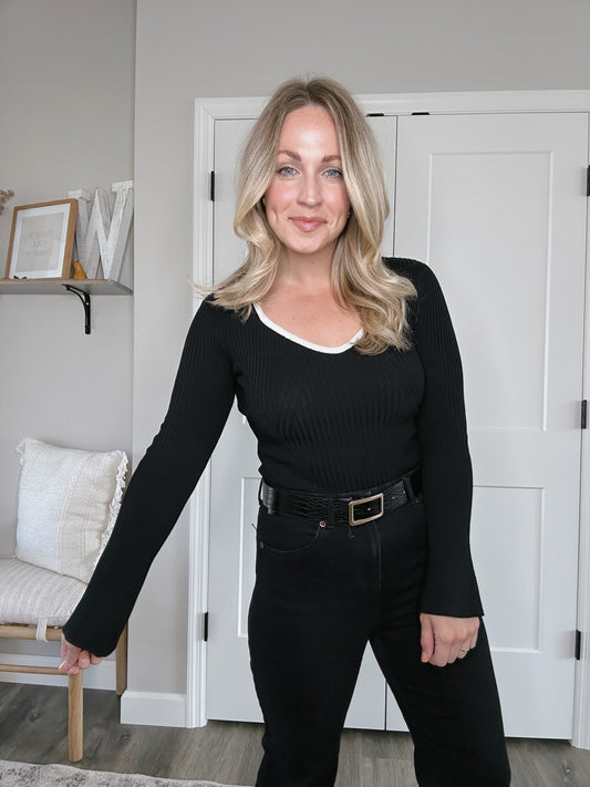 Contrast Hem Knit Top