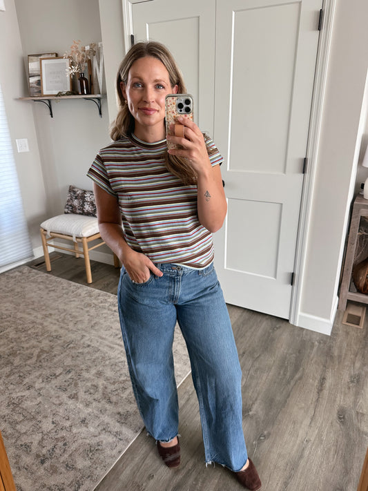 Stripe Mock Neck Tee