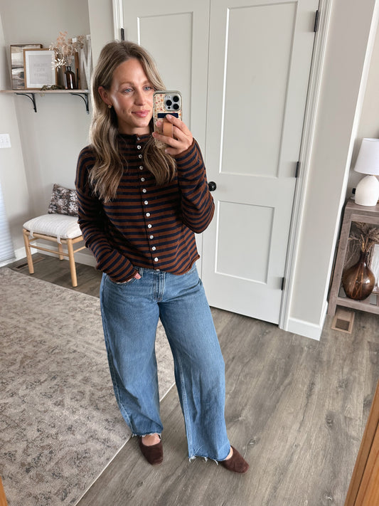 Elina Striped Collar Knit Top