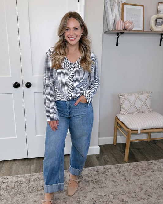 Gingham Peter Pan Collar Blouse