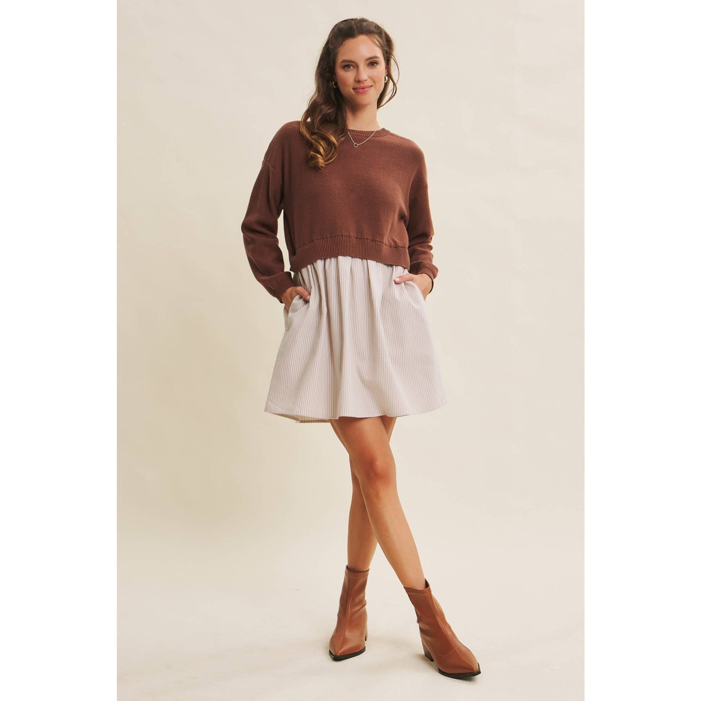 Twofer Mini Sweater Dress