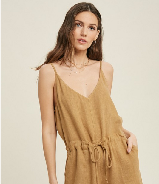 Linen Drawstring Romper