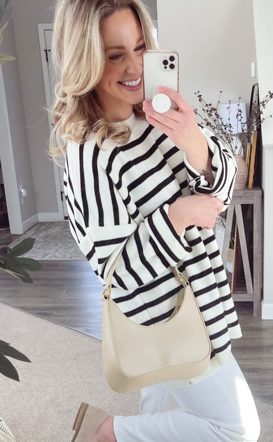 Yvonne Recycled Vegan Shoulder Bag in Cream