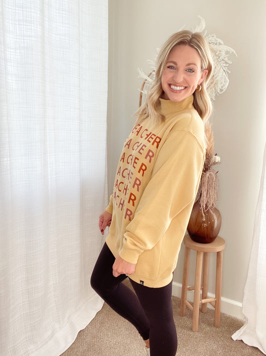 Oversized Teacher Mock Neck Sweatshirt