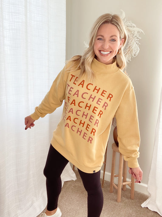 Oversized Teacher Mock Neck Sweatshirt