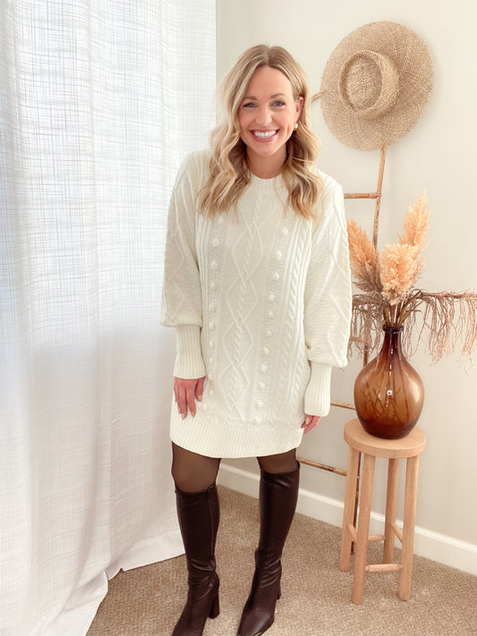 Cable Knit Sweater Dress
