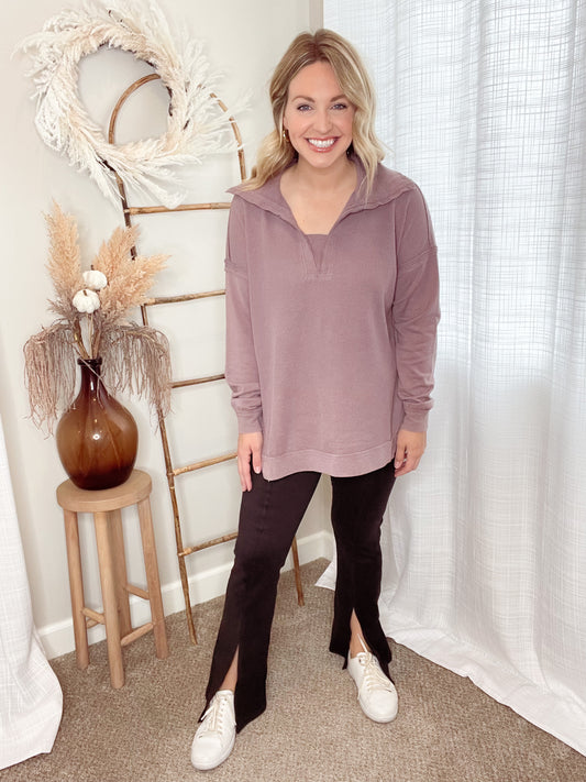 Collared Waffle Knit Tunic +