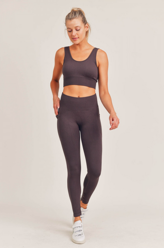 Seemless Ribbed Legging Set